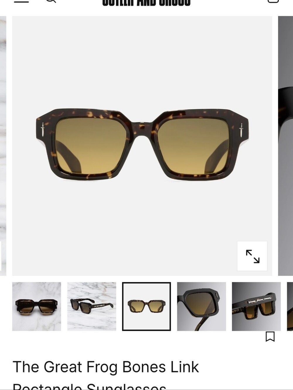 Bones Link Rectangle Sunglasses - Tortoiseshell/Brown - Picture 3 of 9